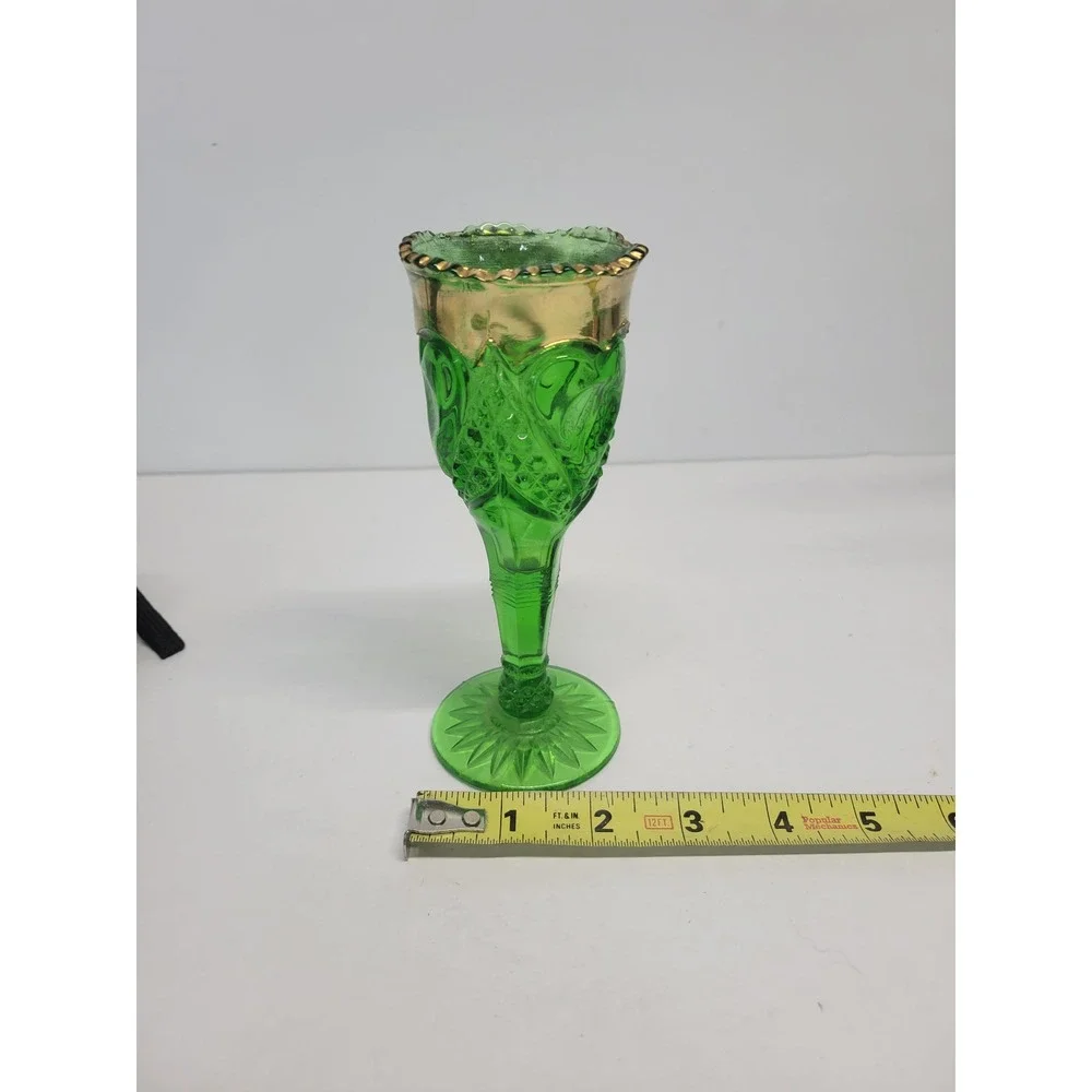 Antique Fair Memorabilia Souvenir Green Trumpet Vase 1907 Emerald Glass